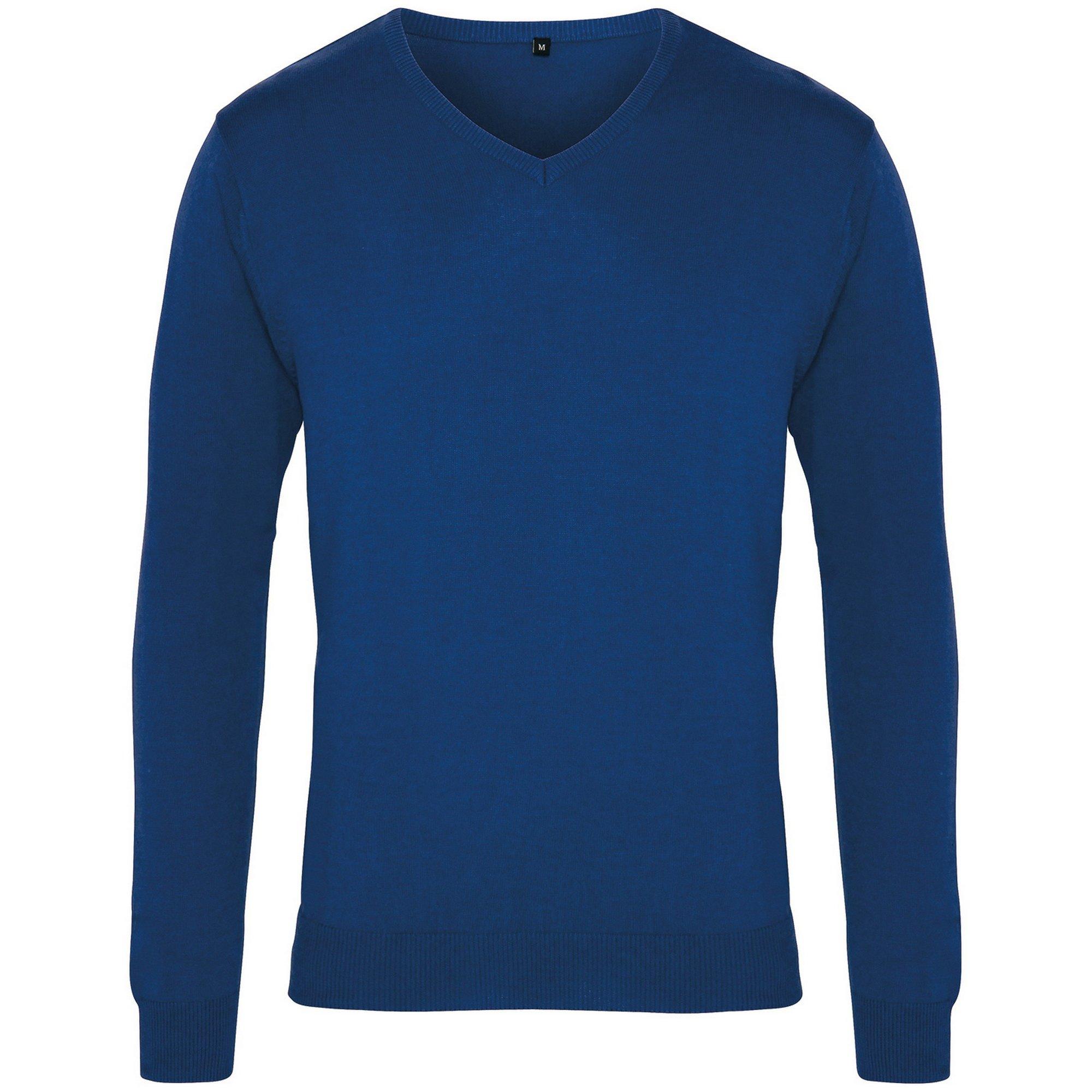 Image of Strickpullover Mit Vausschnitt Herren Königsblau 3XL