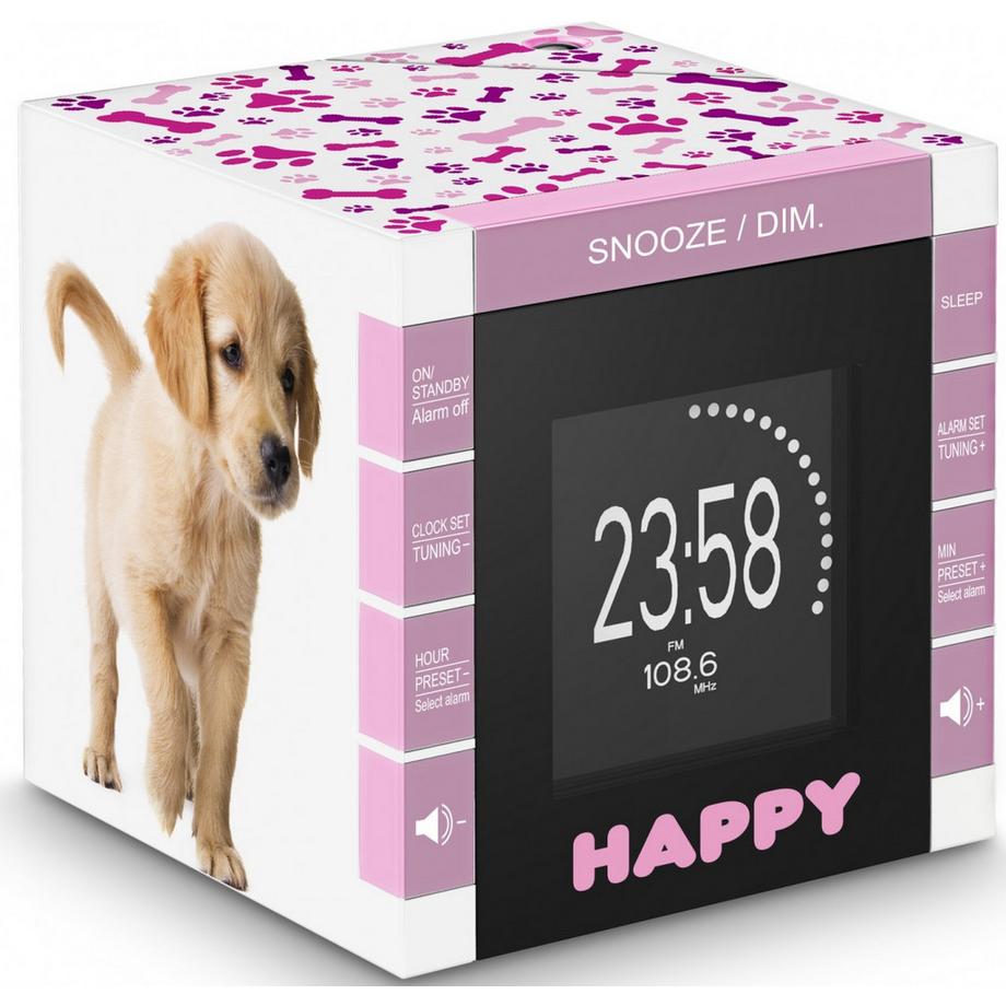 bigben  Bigben Interactive RR70PDOGS2 radio Orologio Digitale Rosa, Bianco 