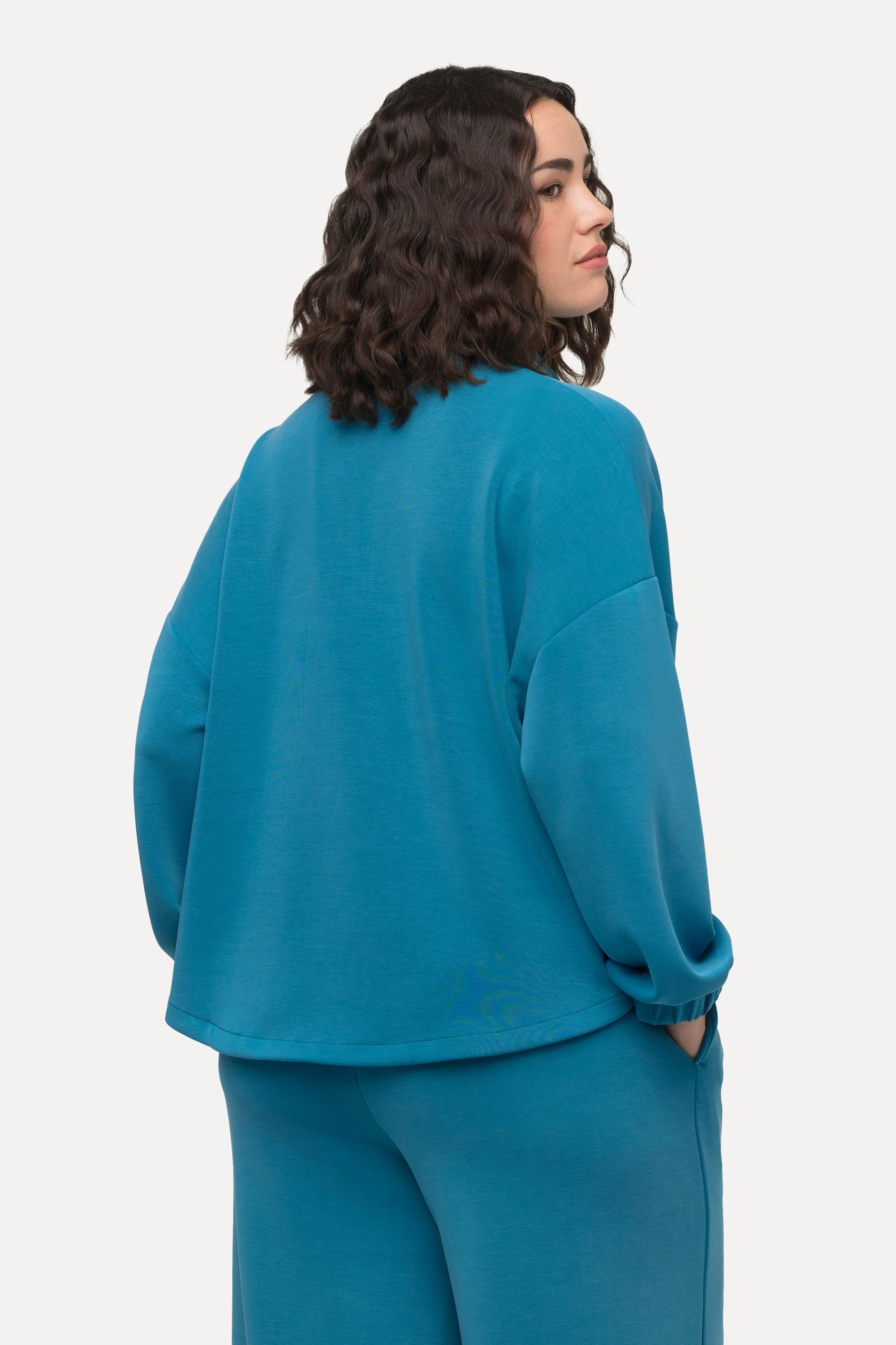 Ulla Popken  Felpa dal taglio oversize con collo alto e maniche lunghe 