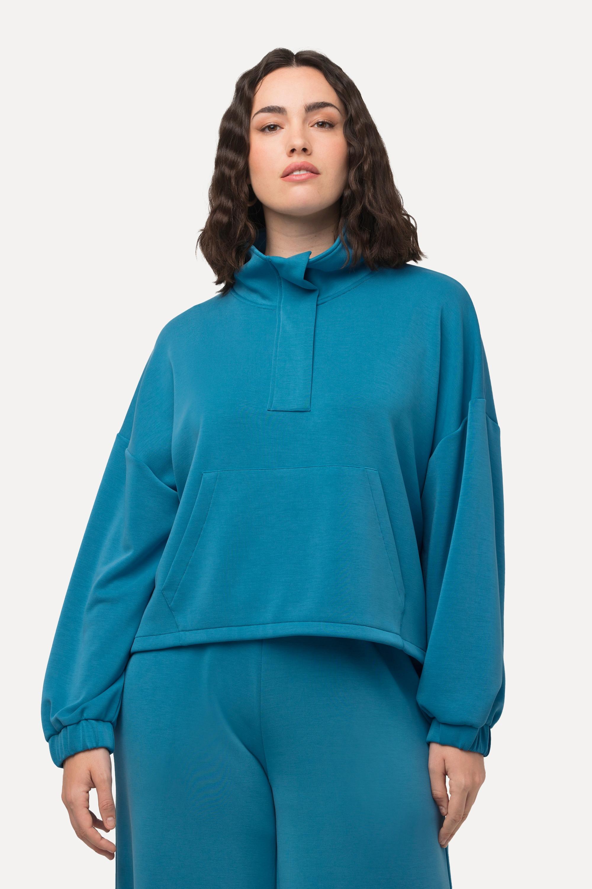 Ulla Popken  Sweat-shirt oversize à col montant et manches longues 