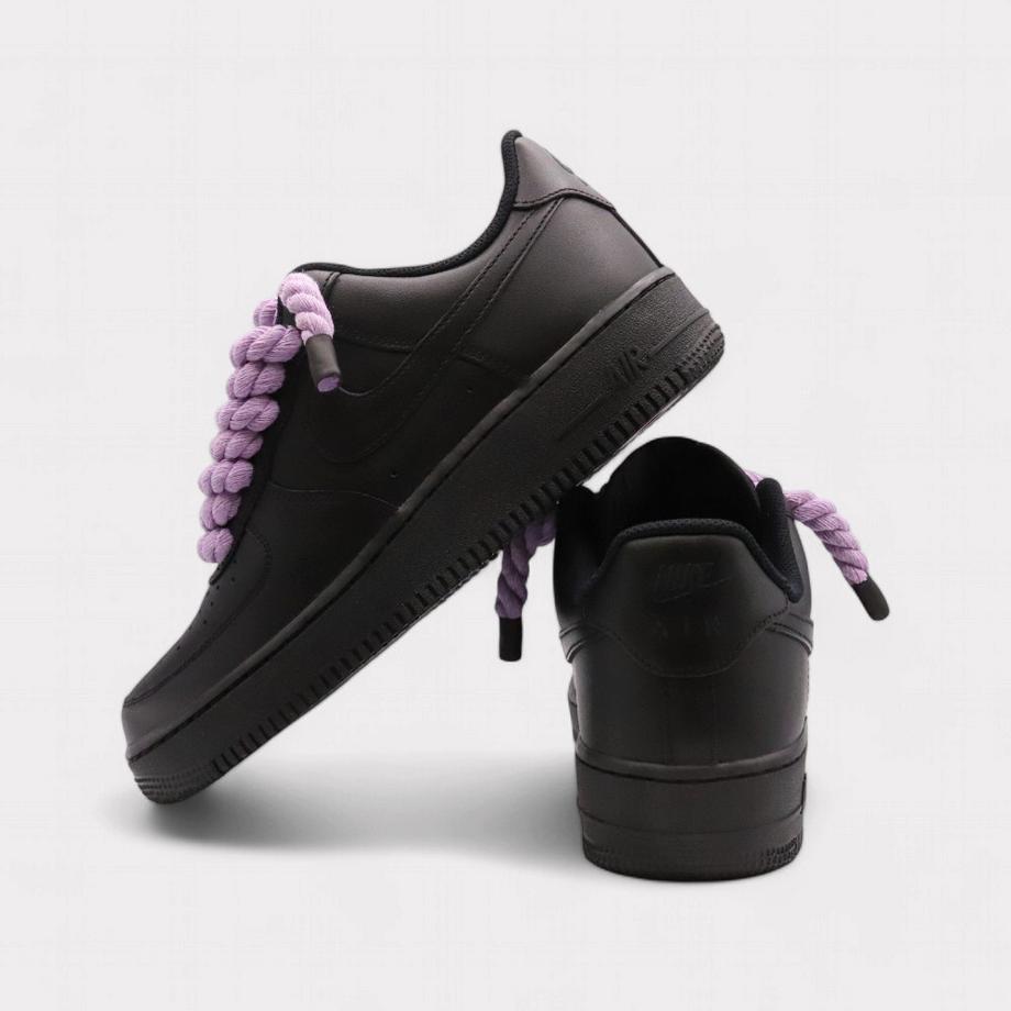 NIKE Air Force 1 Black Rope Lace Baskets  