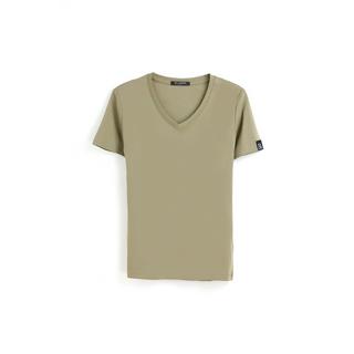 Bellemere New York  T-shirt in cotone con grande scollo a V 160G 