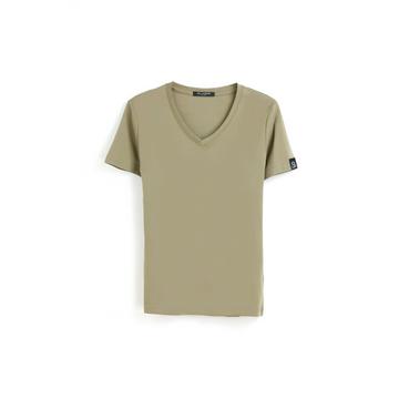 T-shirt in cotone con grande scollo a V 160G