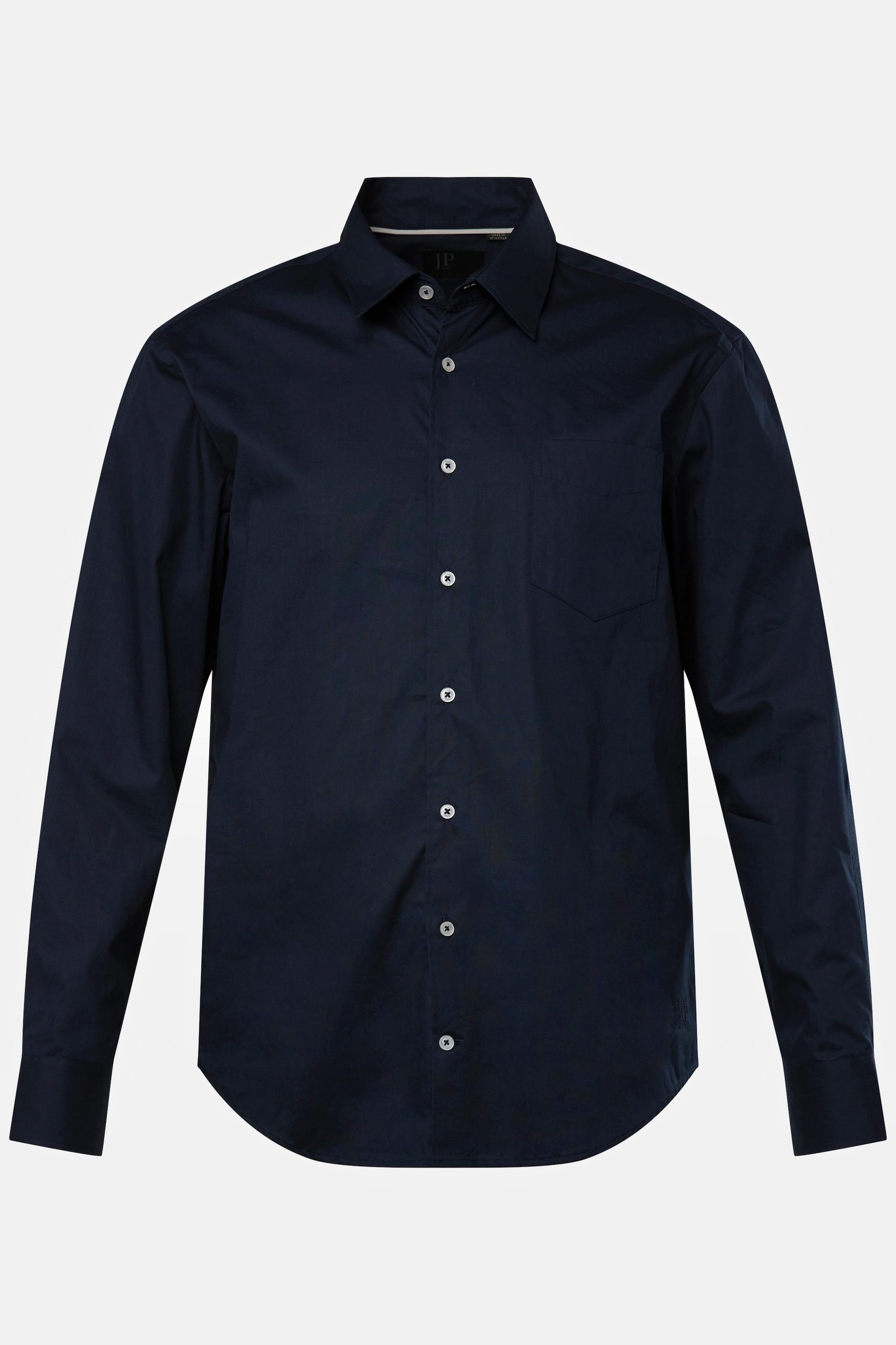 JP1880  Camicia dalla vestibilità moderna con maniche lunghe e colletto ad apertura inglese e in versione tall blu scuro 