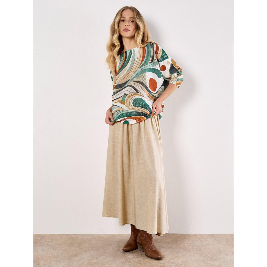APRICOT Schimmerndes Stricktop Swirl Print  