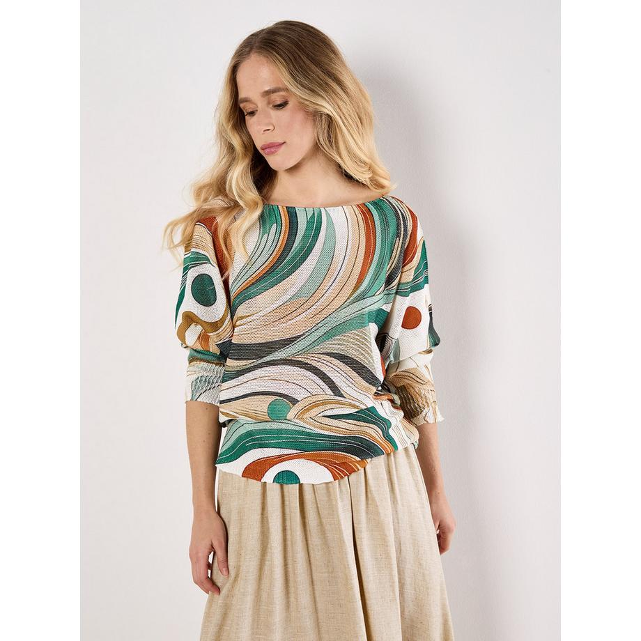 APRICOT Schimmerndes Stricktop Swirl Print  