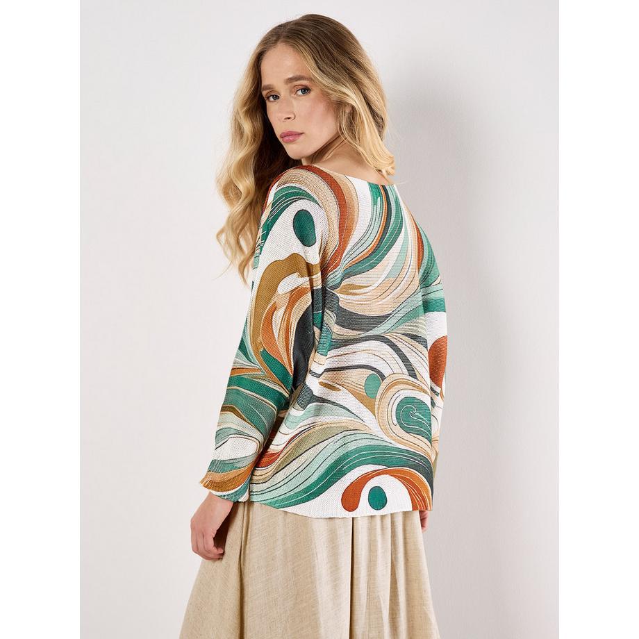APRICOT Schimmerndes Stricktop Swirl Print  