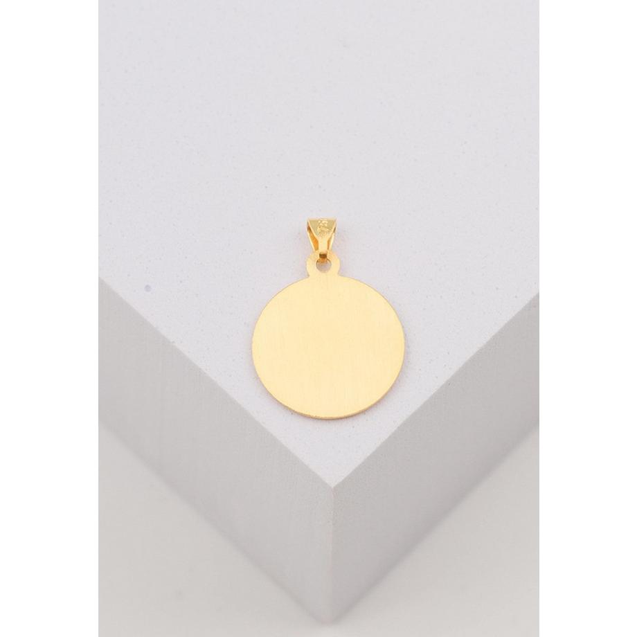 MUAU Schmuck  Anhänger Medaille Dolorosa Gelbgold 750, 14mm, 22x14mm 