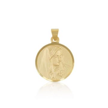 Pendentif médaille Dolorosa or jaune 750, 14mm, 22x14mm