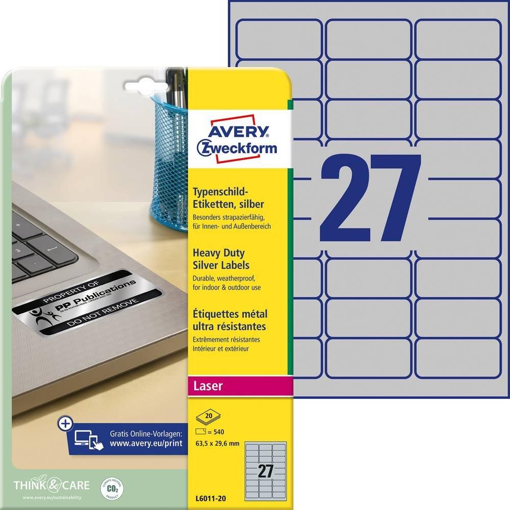 Avery-Zweckform AVERY ZWECKFORM Typenschild-Labels 63,5x29,6mm, 540Stk.  