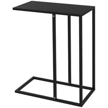 Table D'Appoint Table Basse En Forme De C Table De Chevet Avec Cadre En Acier Table D'Ordinateur Portable Pour Chambre Bureau Noir