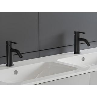 SHOWER DESIGN Robinet mitigeur mécanique arrondi en inox brossé - Noir mat - H17 cm - SALAVAN  