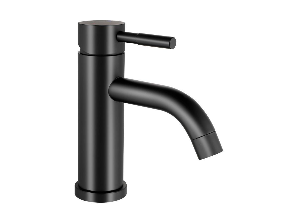 SHOWER DESIGN Rubinetto miscelatore meccanico arrotondato H17 cm in inox spazzolato Nero opaco - SALAVAN  