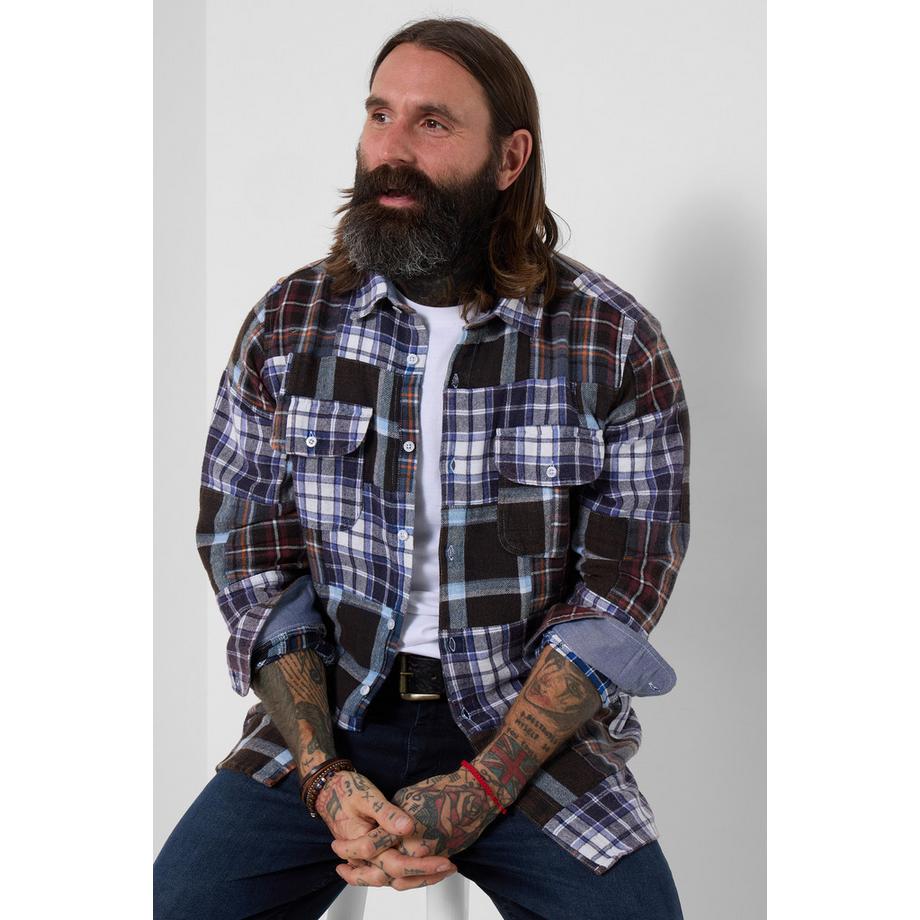 Joe Browns Patchwork-Karohemd mit Acid-Wash-Finish  