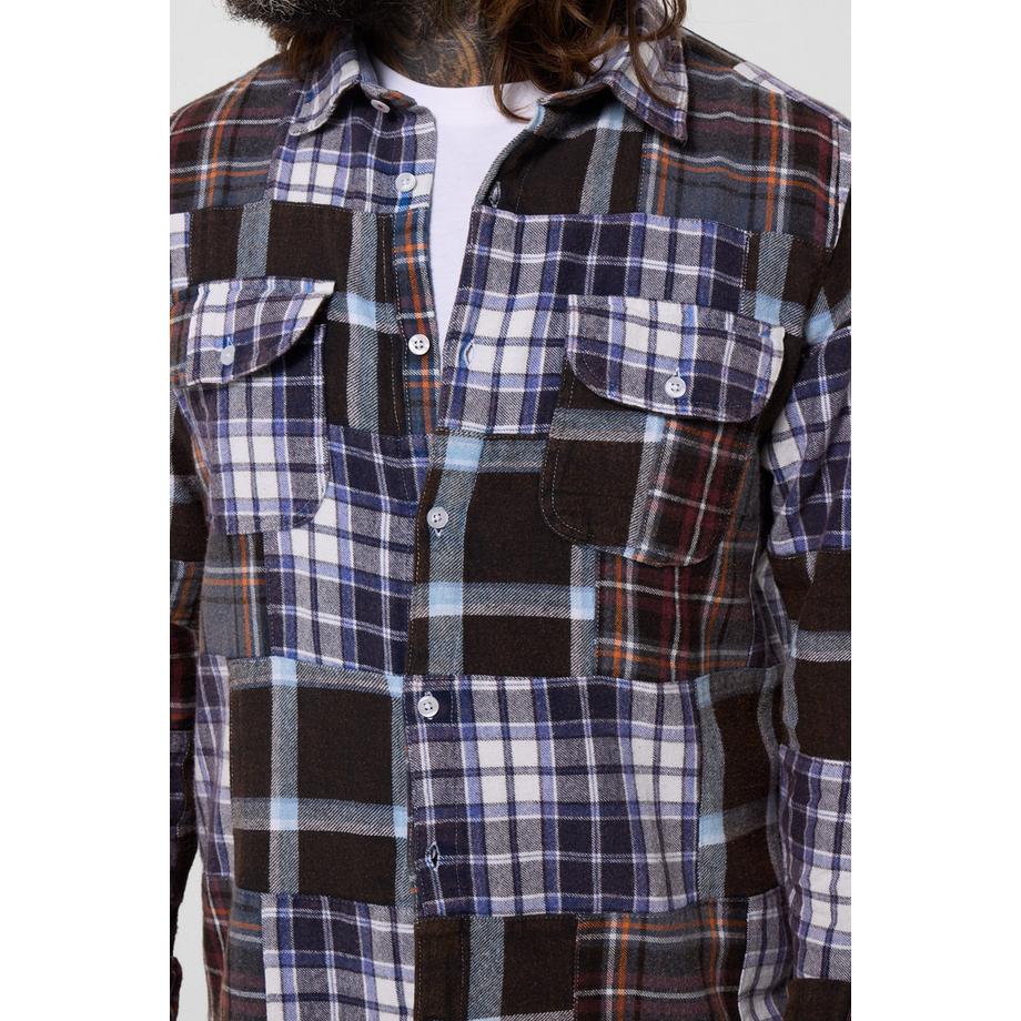 Joe Browns Patchwork-Karohemd mit Acid-Wash-Finish  