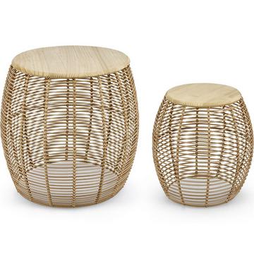 Table d'appoint Yulian naturelle ronde (lot de 2)