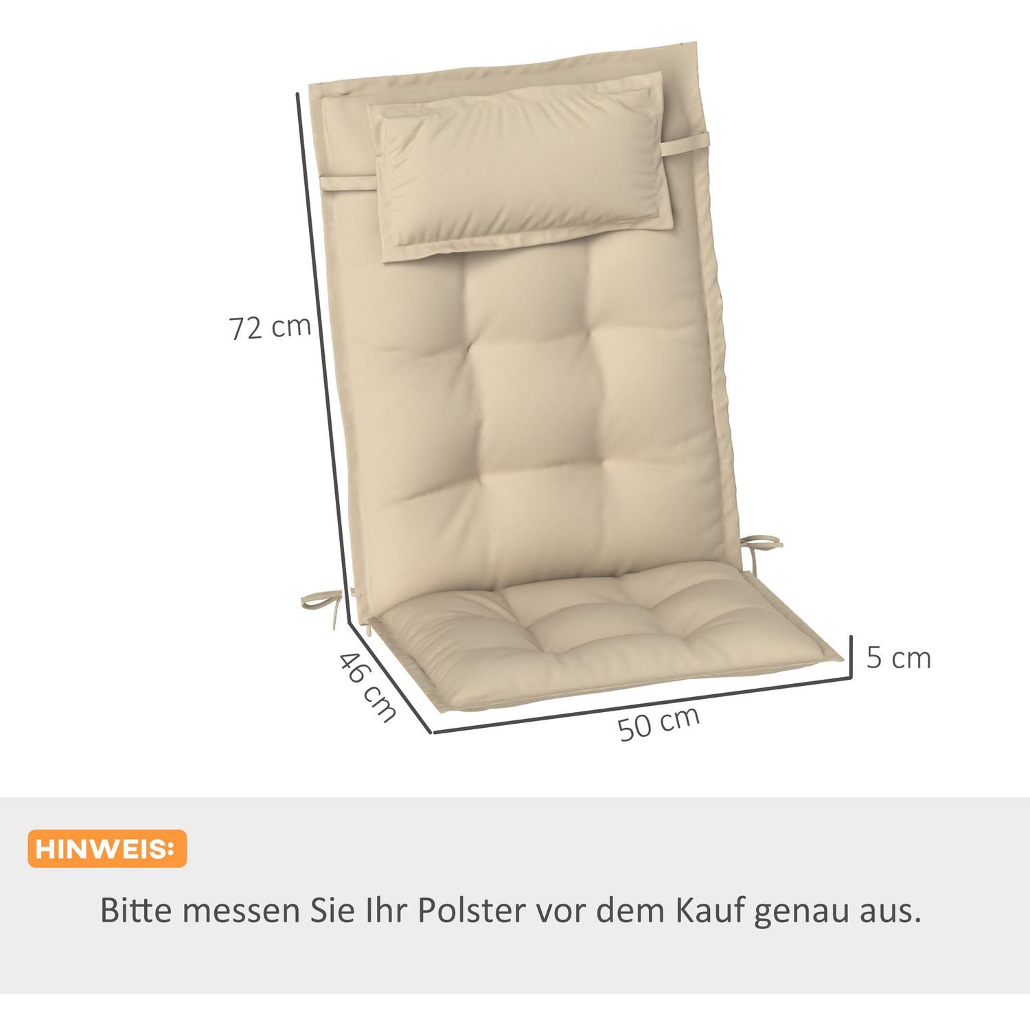 Northio 2er Set Auflage für Sonnenliege Wasserabweisend Liegenauflage für Gartenliege Polsterauflage für Strandliege Liegestuhl Kissen Polster für Gartenmöbel Auflagen 50x116x5 cm, Beige Aosom  