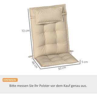 Northio 2er Set Auflage für Sonnenliege Wasserabweisend Liegenauflage für Gartenliege Polsterauflage für Strandliege Liegestuhl Kissen Polster für Gartenmöbel Auflagen 50x116x5 cm, Beige Aosom  