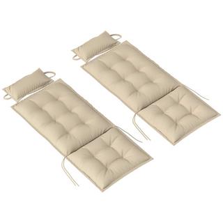 Northio 2er Set Auflage für Sonnenliege Wasserabweisend Liegenauflage für Gartenliege Polsterauflage für Strandliege Liegestuhl Kissen Polster für Gartenmöbel Auflagen 50x116x5 cm, Beige Aosom  