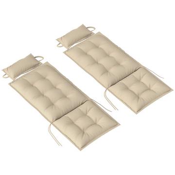 Lot de 2 coussins pour transats, coussins hydrofuges pour transats de jardin, coussins rembourrés pour transats de plage, coussins de chaise longue, coussins pour meubles de jardin, 50 x 116 x 5 cm, beige