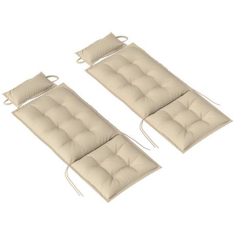 Northio 2er Set Auflage für Sonnenliege Wasserabweisend Liegenauflage für Gartenliege Polsterauflage für Strandliege Liegestuhl Kissen Polster für Gartenmöbel Auflagen 50x116x5 cm, Beige Aosom  