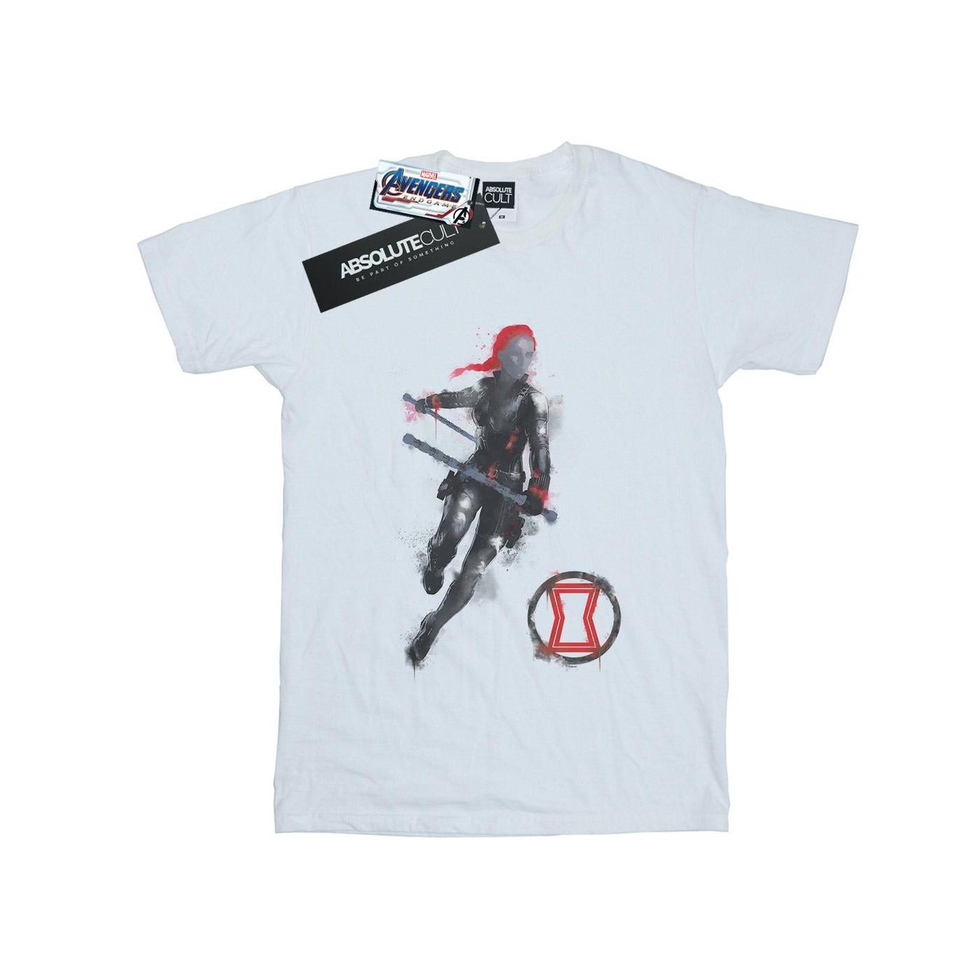 Image of Avengers Endgame Painted Black Widow Tshirt Damen Weiss 3XL