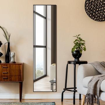 160 x 40 cm Ganzkörperspiegel 2 in 1 Standspiegel & Wandspiegel aus bruchsicherem Glas Schwarz