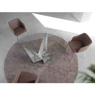 ANGEL CERDA Esstisch runde gehärtetes Glas aus verchromter Stahl  