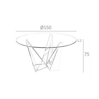 ANGEL CERDA Esstisch runde gehärtetes Glas aus verchromter Stahl  