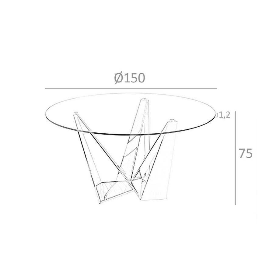 ANGEL CERDA Table à manger ronde verre trempé et acier chromé  