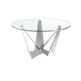 ANGEL CERDA Esstisch runde gehärtetes Glas aus verchromter Stahl  