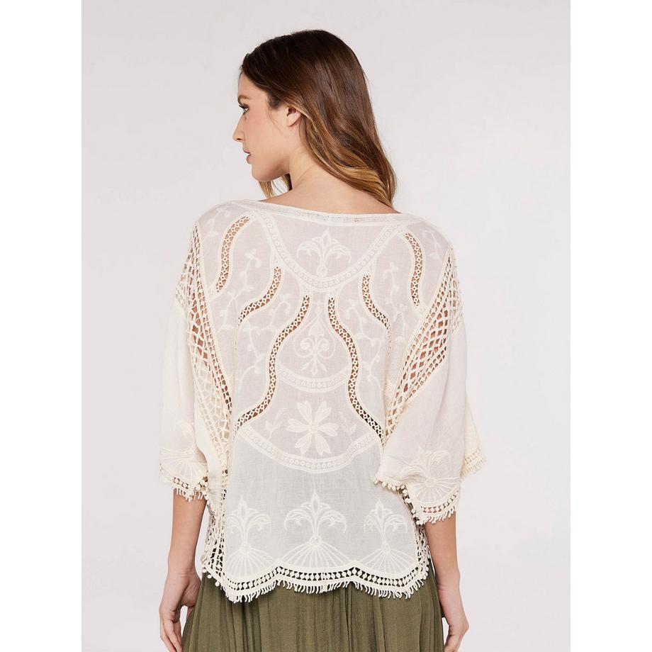 APRICOT Top in misto cotone con ricamo all'uncinetto  