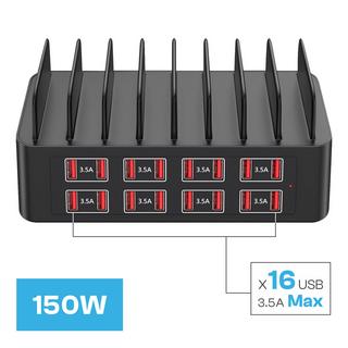 Avizar  Ladestation 150W 16 USB Schwarz 