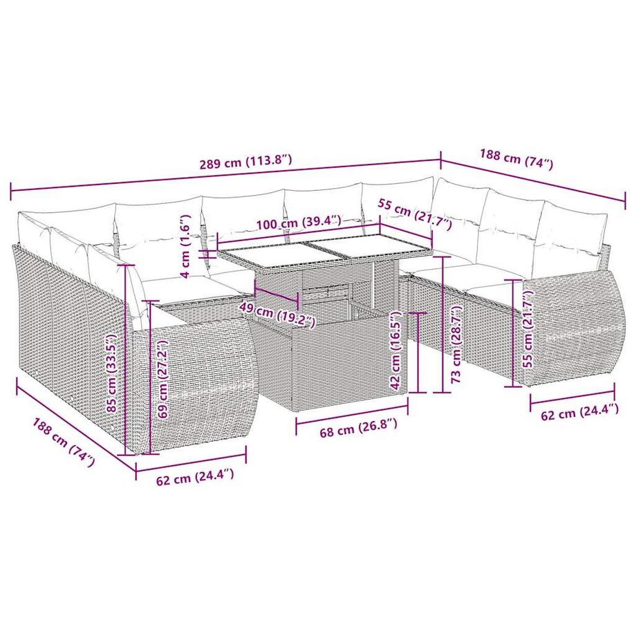 VidaXL Garten sofagarnitur poly-rattan  