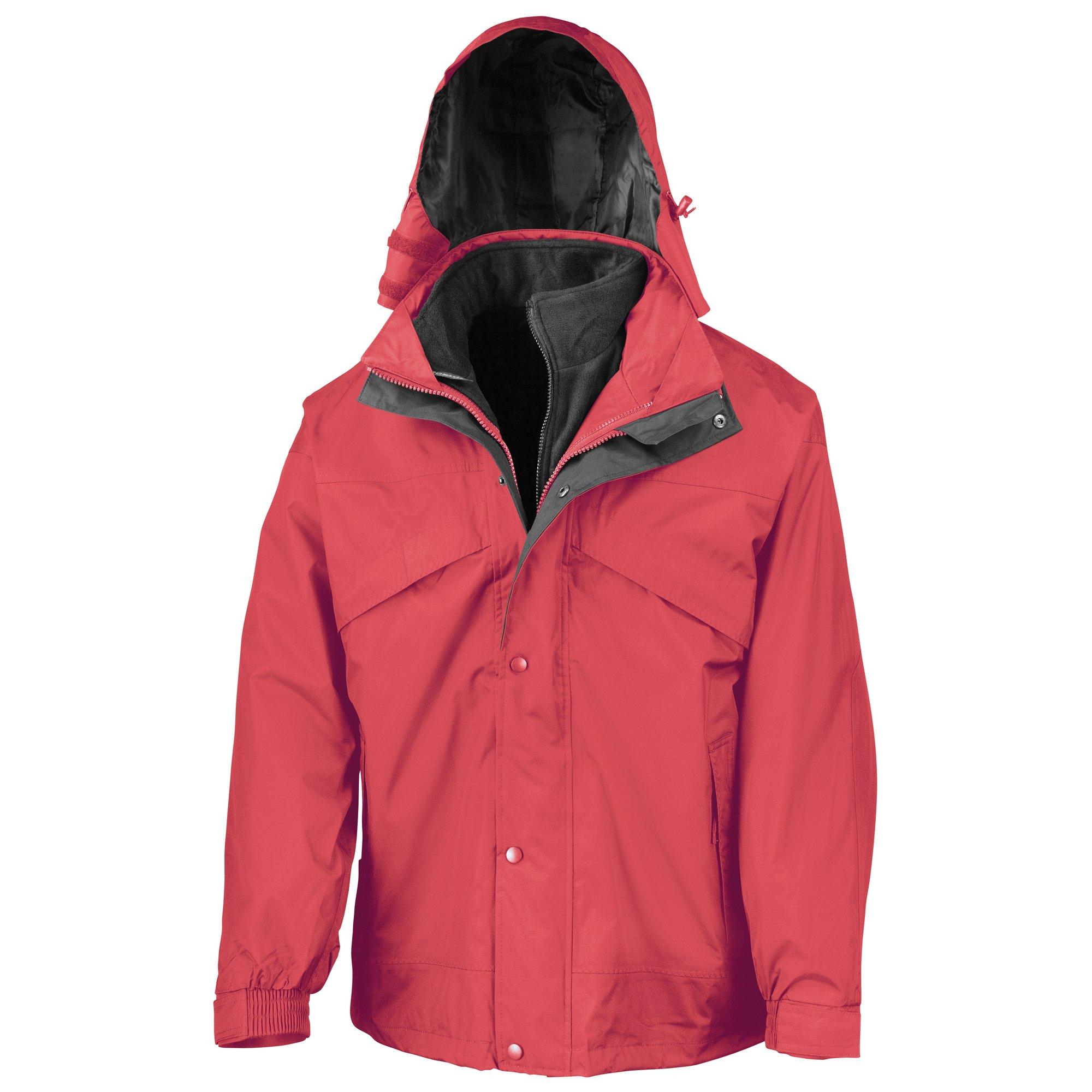 Image of 3in1 Stormdri Jacke Mit Reißverschluss Und Druckknöpfen, Wasserabweisend, Winddicht Herren Rot Bunt XXL