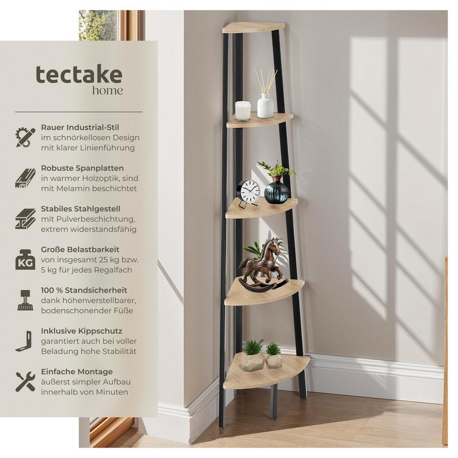 Tectake Étagère d'angle PORTLAND style industriel  