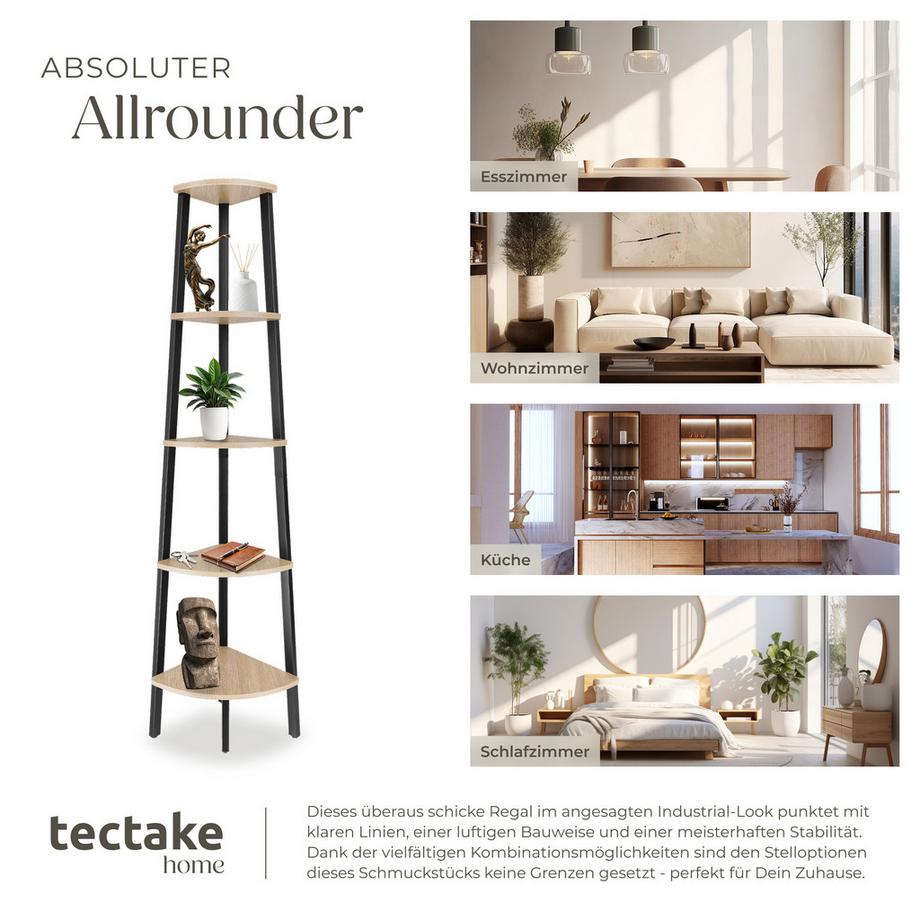 Tectake Étagère d'angle PORTLAND style industriel  