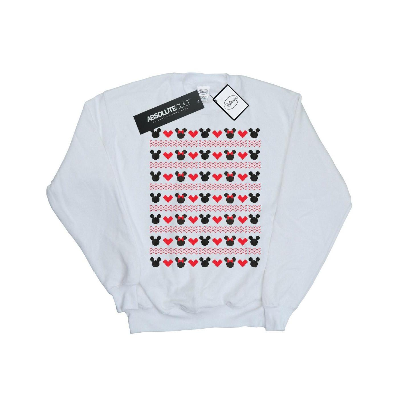 Image of Mickey And Minnie Christmas Hearts Sweatshirt Unisex Weiss 116