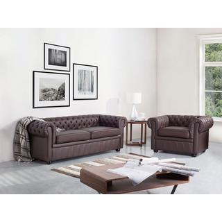 Beliani Canapé 3 places en Cuir Glamour CHESTERFIELD  