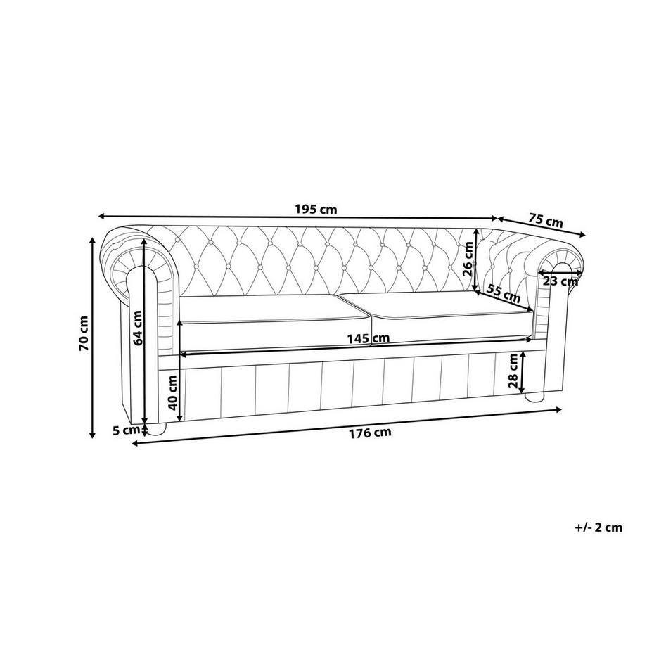 Beliani 3 Sitzer Sofa aus Echtleder  CHESTERFIELD  