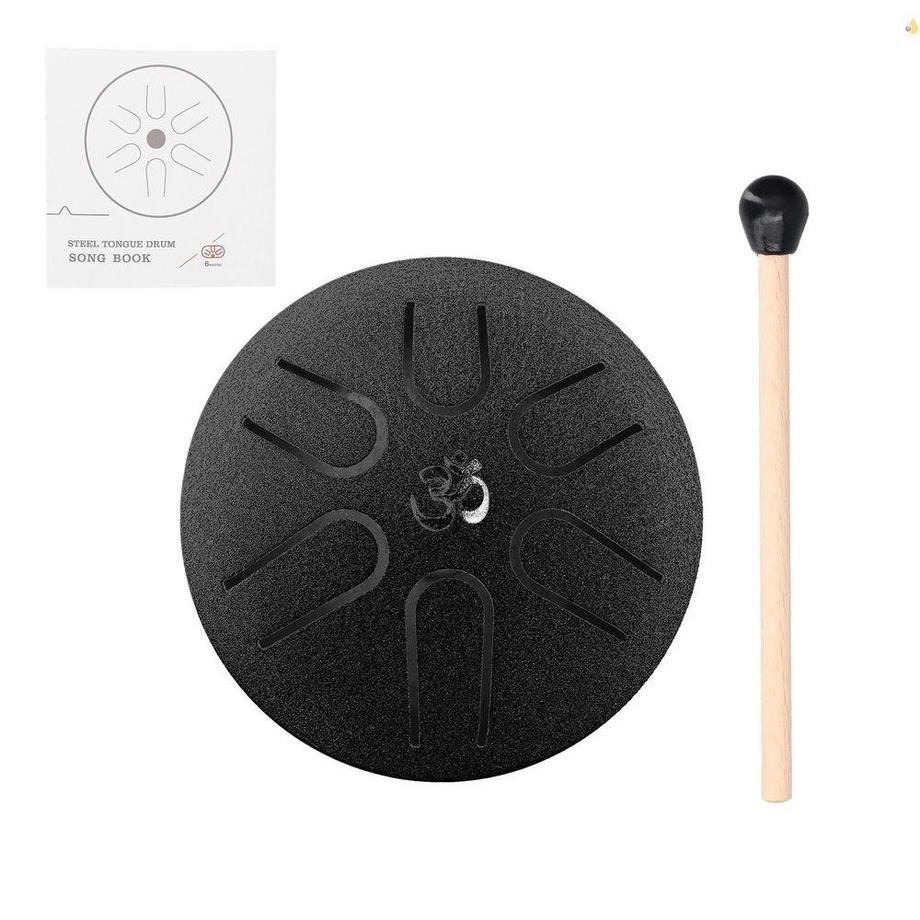 Mini tambour / Tongue Drum en Acier - 6 Tons - Noir
