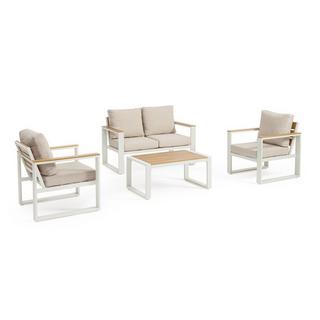 mutoni Salotto da giardino Leandro bianco-beige (set di 4)  