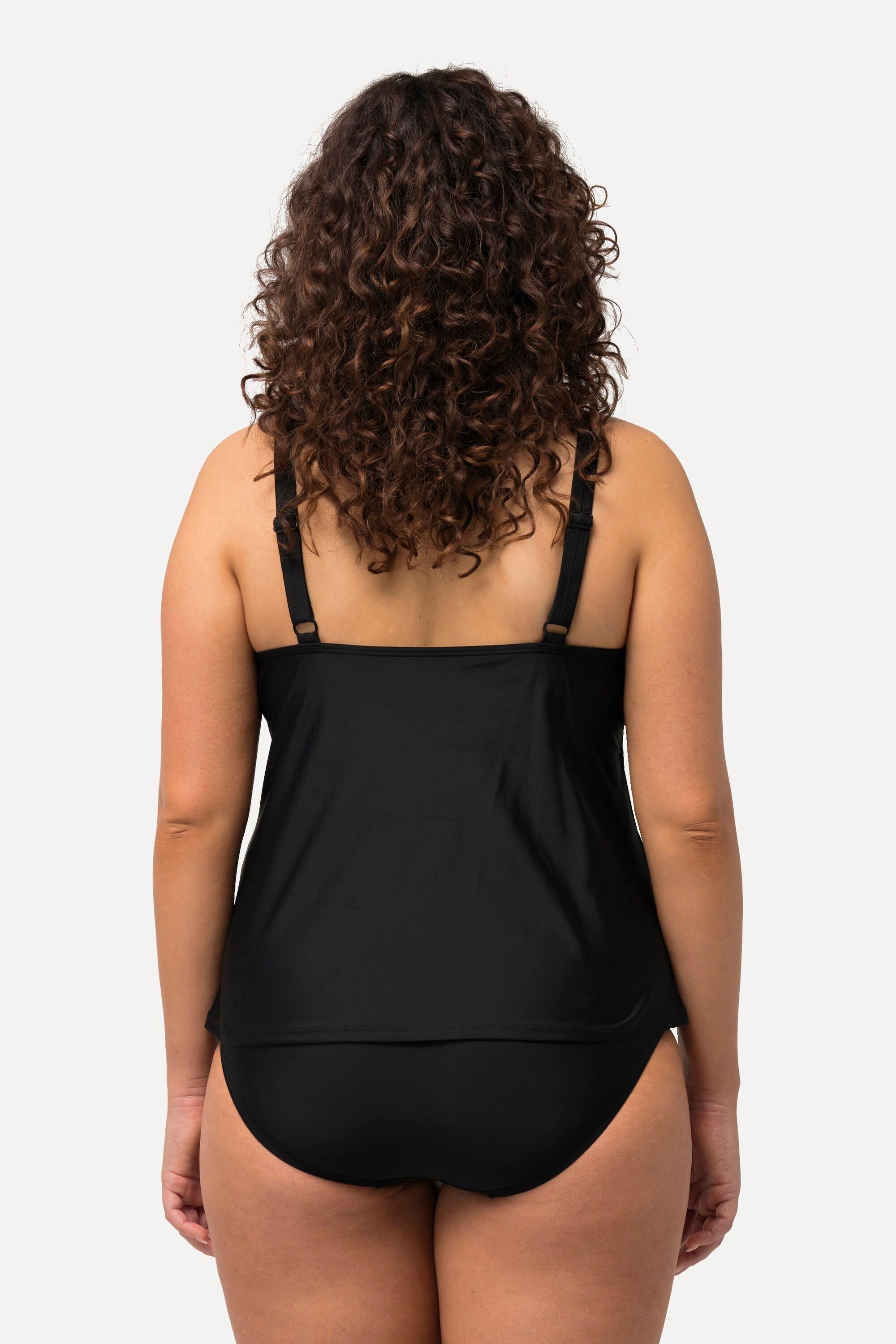 Ulla Popken  Tankini con arricciatura, passamano, coppe morbide e materiale riciclato 