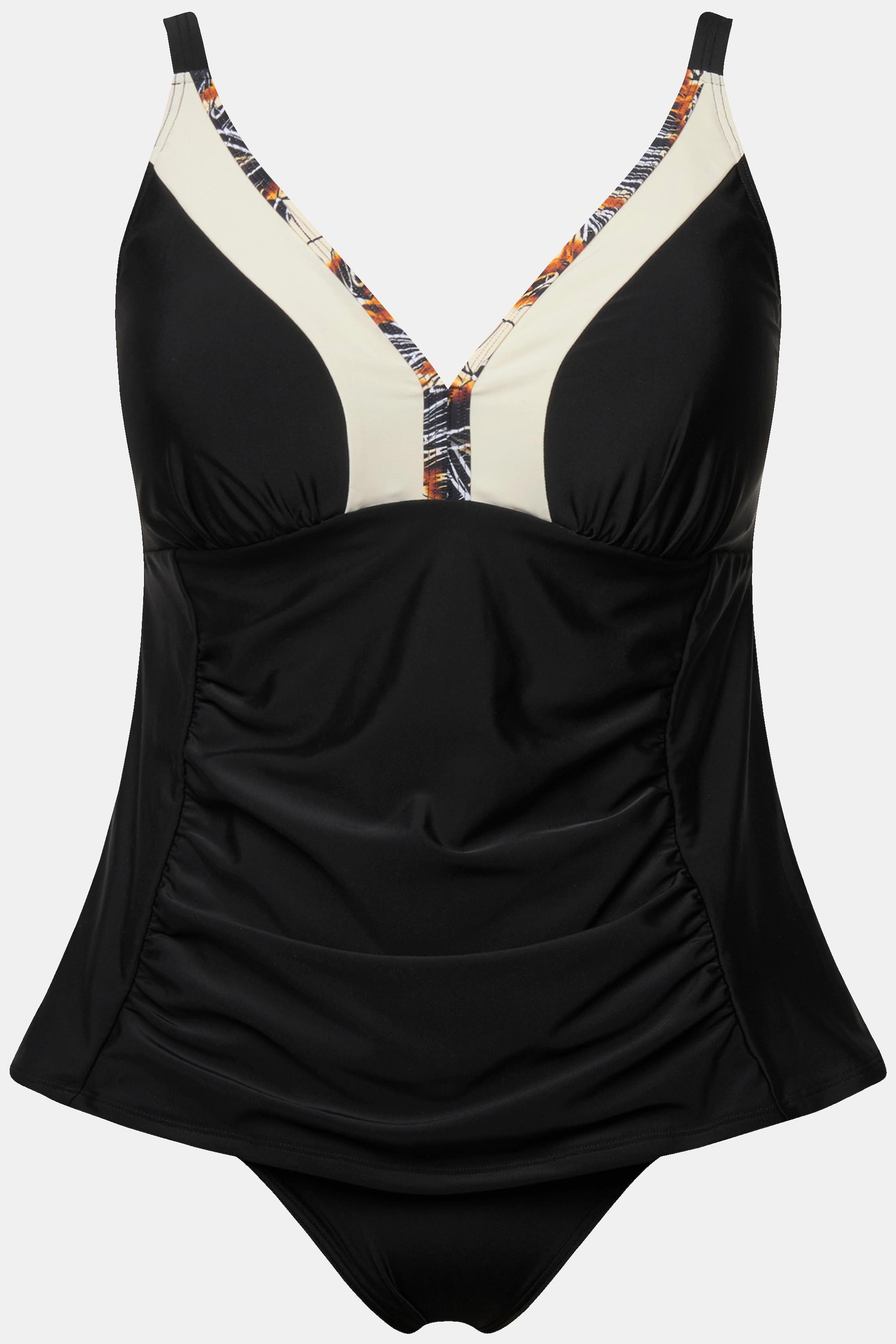 Ulla Popken  Tankini con arricciatura, passamano, coppe morbide e materiale riciclato 