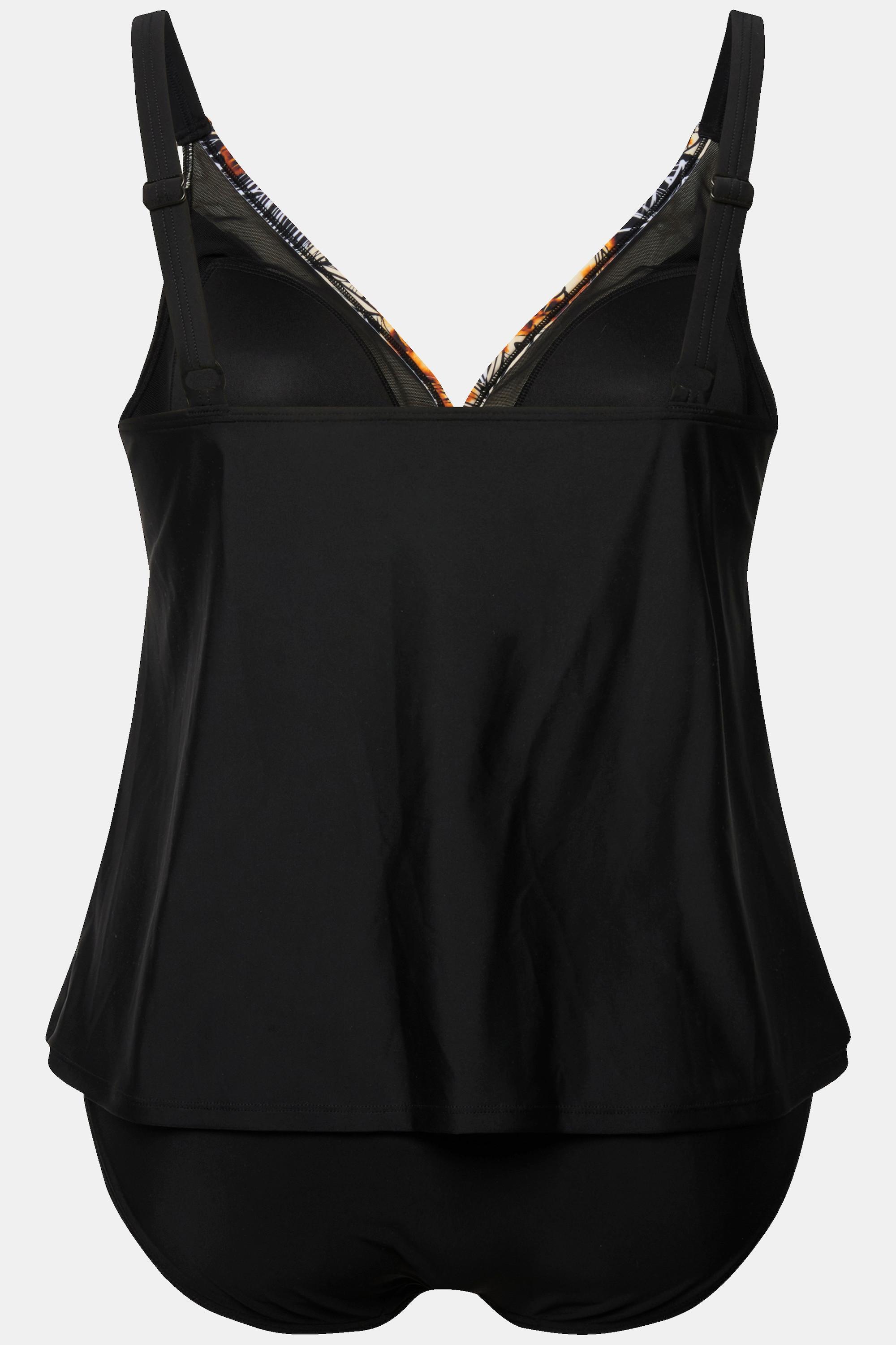 Ulla Popken  Tankini con arricciatura, passamano, coppe morbide e materiale riciclato 