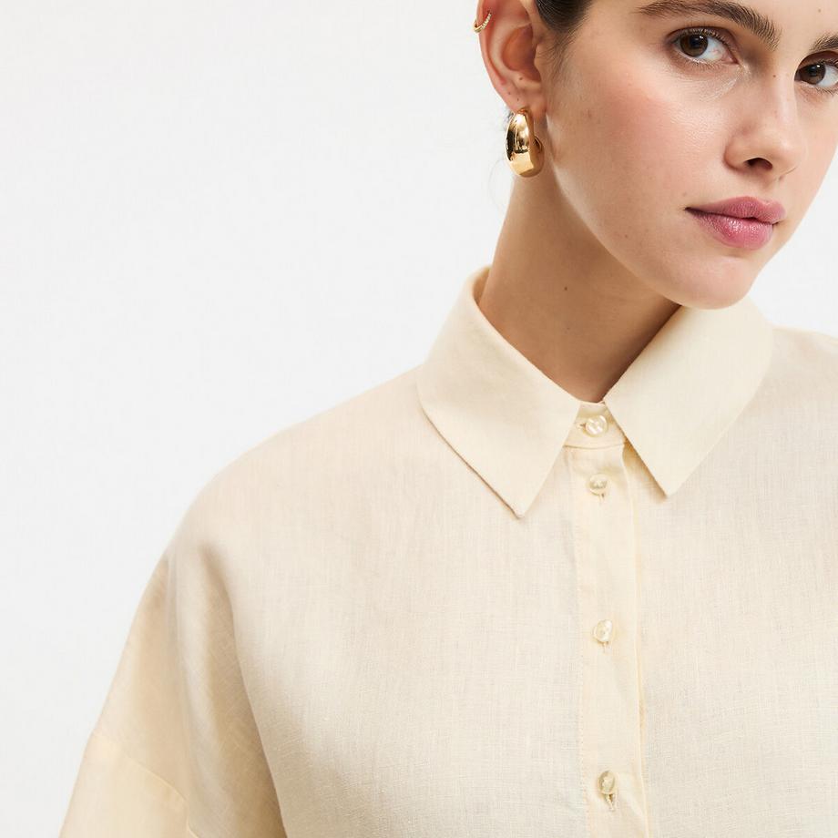 La Redoute Collections Leinenhemd mit weiten Ärmeln und Ellenbogen Signature  