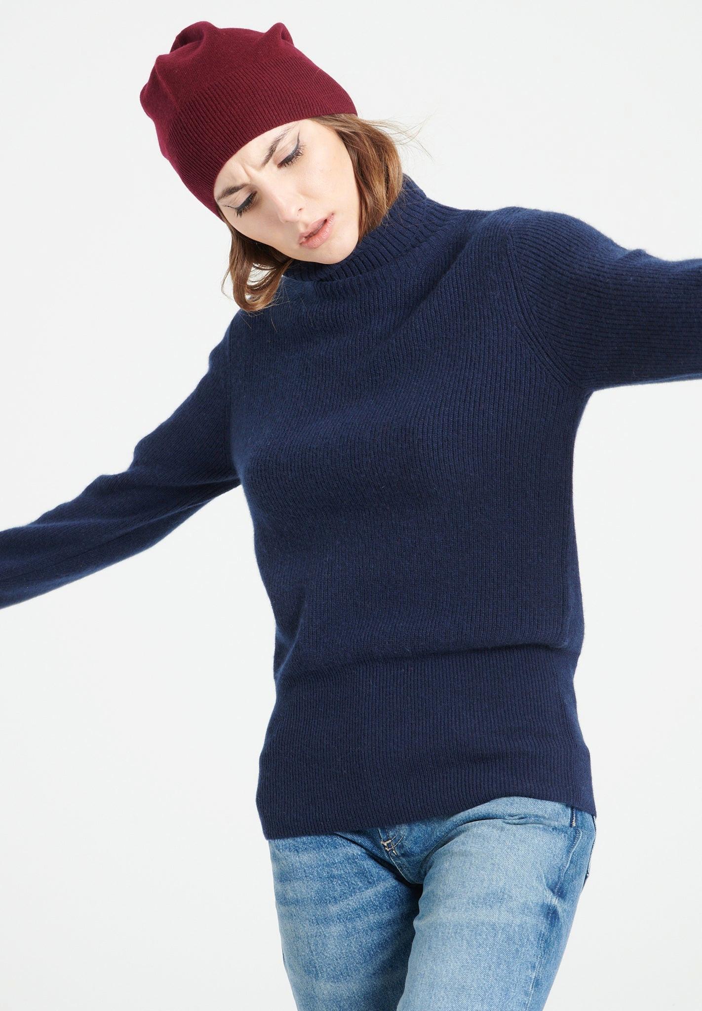 Image of Lilly 21 Pullover Mit Rollkragen - 100% Kaschmir Unisex Marine S