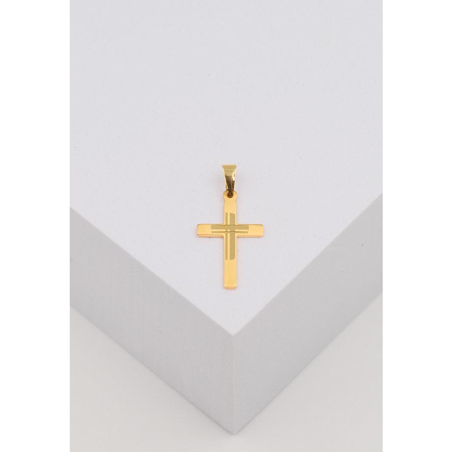 MUAU Schmuck  Anhänger Kreuz Gelbgold 750, 25x12mm 
