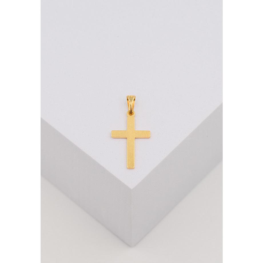 MUAU Schmuck  Anhänger Kreuz Gelbgold 750, 25x12mm 