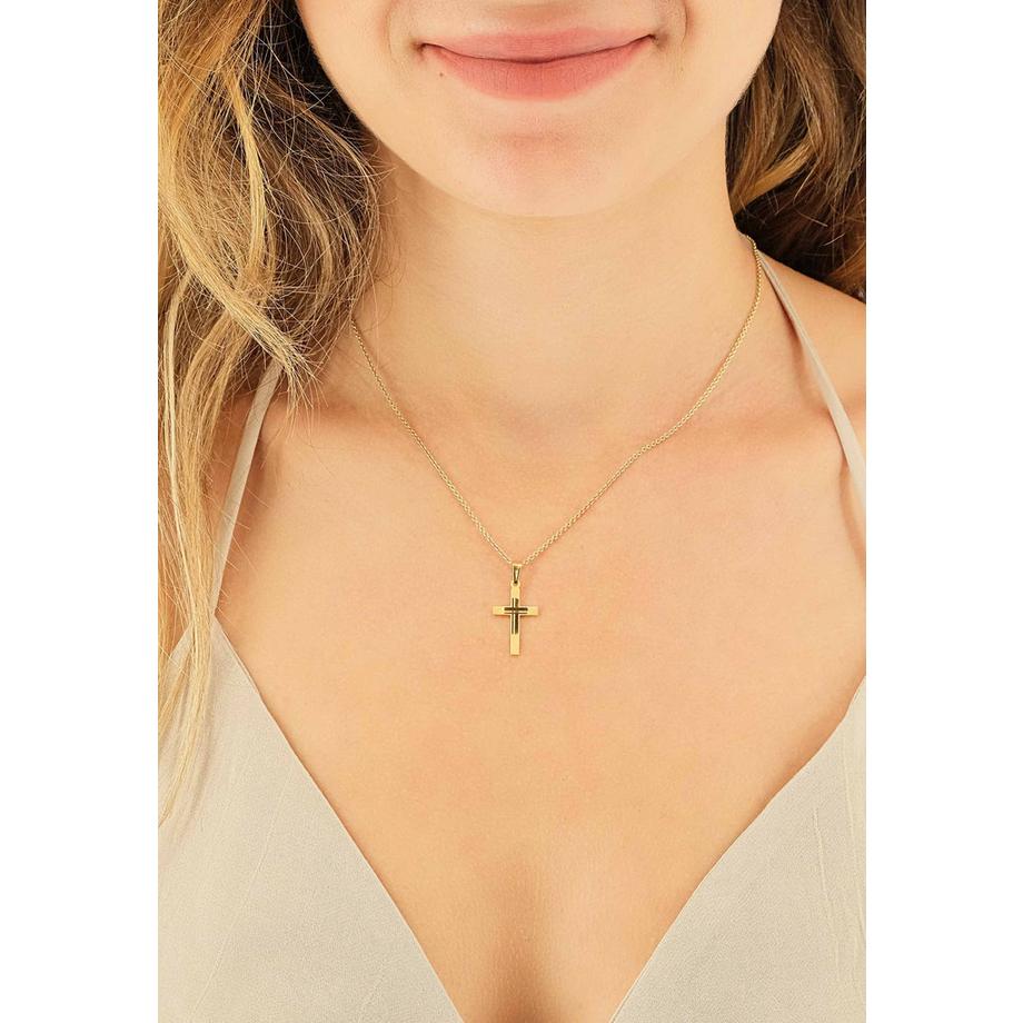 MUAU Schmuck  Anhänger Kreuz Gelbgold 750, 25x12mm 